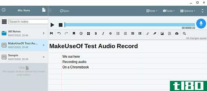 mic note chromebook audio recording