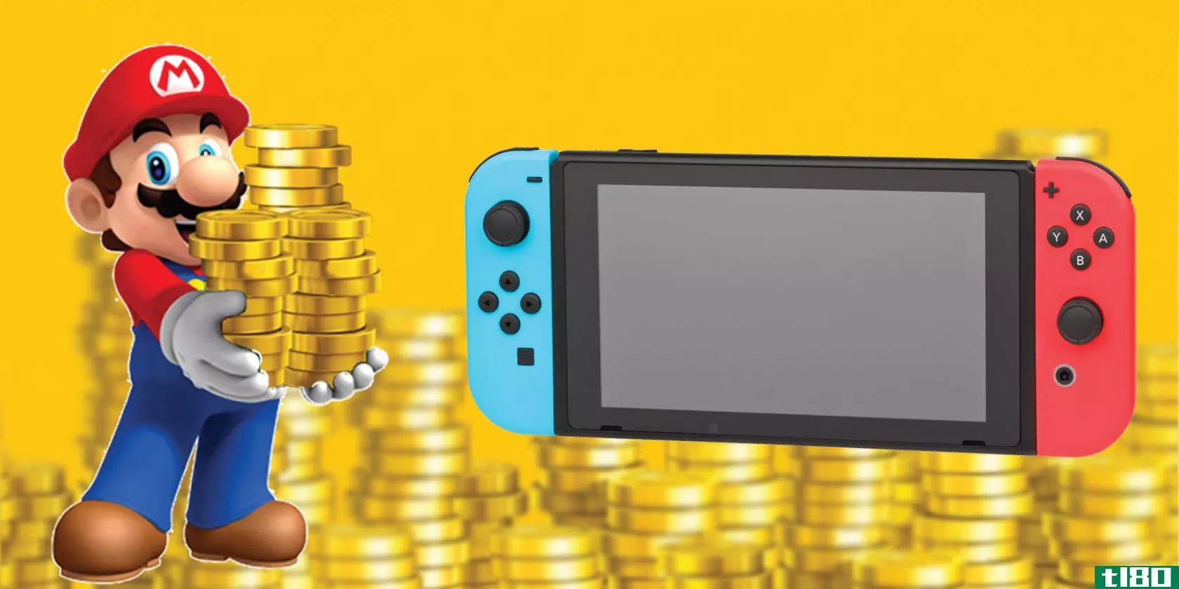 mario with coins standing next to a switch c***ole