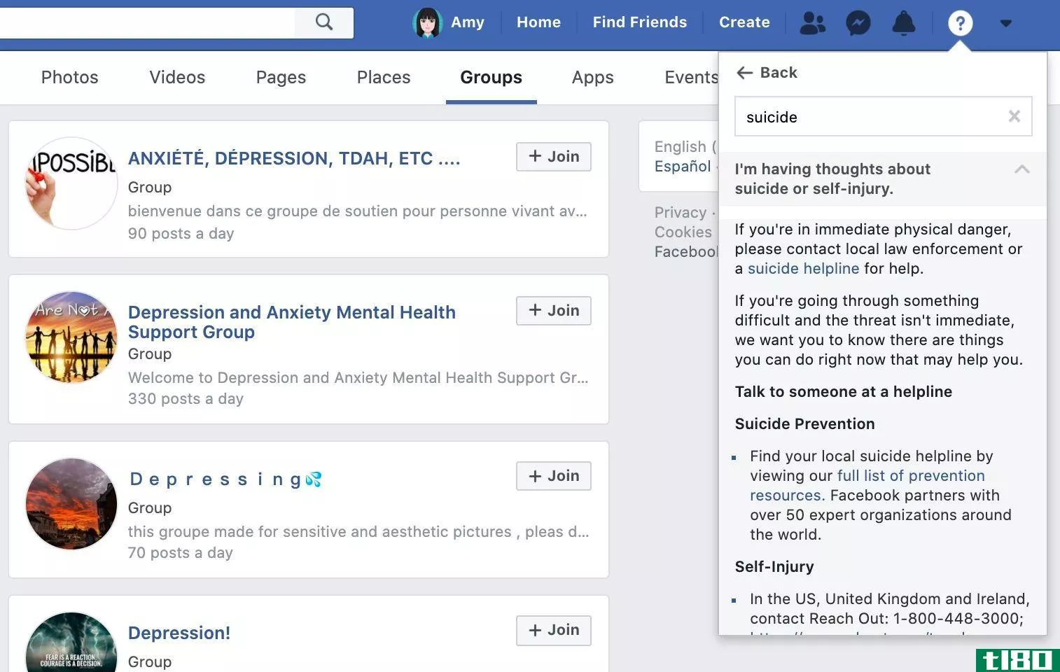 Facebook Mental Health Resources