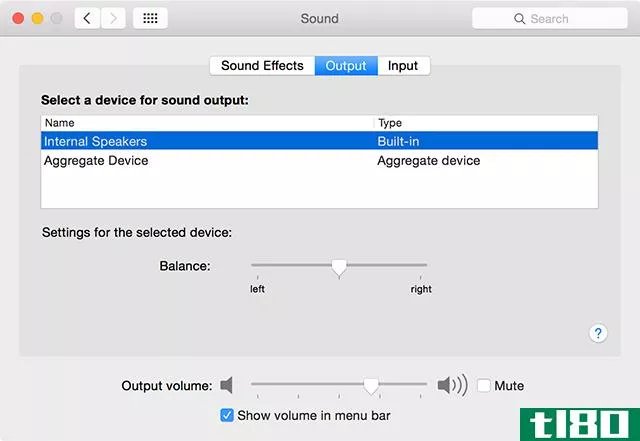 Screen showing Mac Sound Preferences
