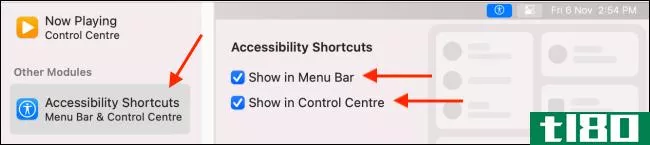 如何在mac上从菜单栏和control center访问辅助功能控件