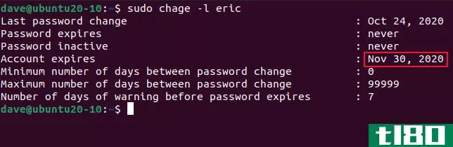 如何在linux上强制用户更改密码