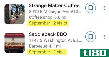 如何在谷歌地图中查看您去过的餐厅列表