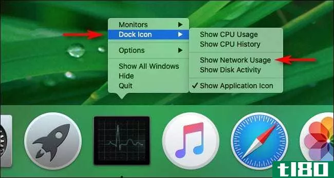 如何监视mac dock上的网络使用情况