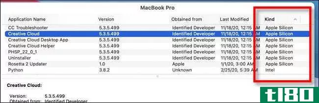 如何检查哪些应用程序针对m1 Mac进行了优化