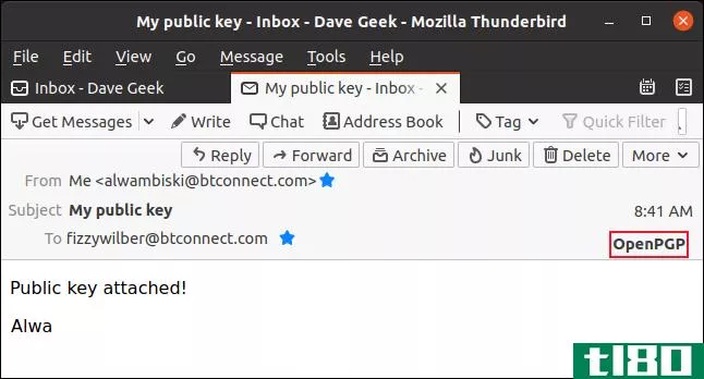 如何在thunderbird中使用openpgp加密电子邮件