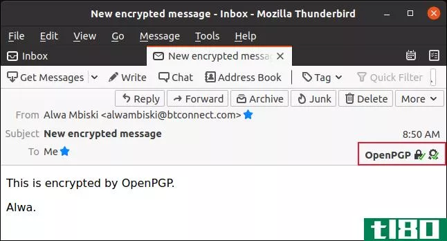 如何在thunderbird中使用openpgp加密电子邮件