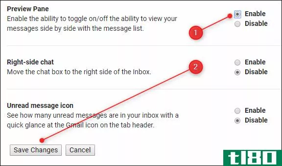 如何启用gmail的隐藏电子邮件预览窗格