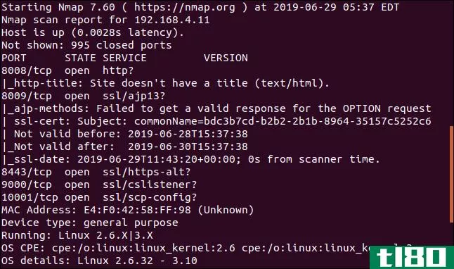 如何使用linux上的nmap查看网络上的所有设备