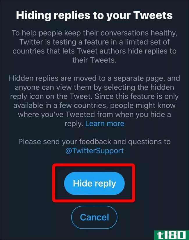 如何隐藏twitter回复