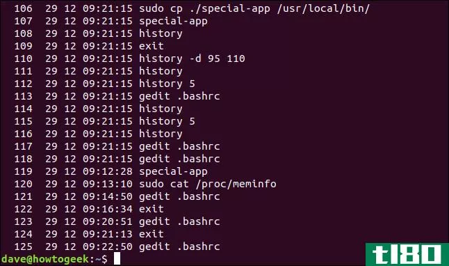 如何在linux上使用history命令