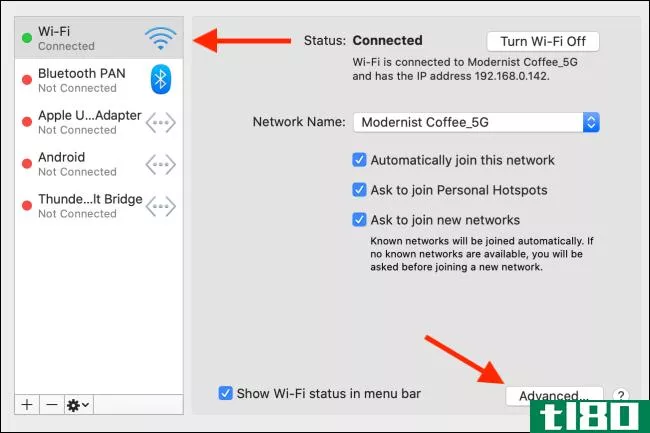如何在mac上优先考虑wi-fi网络