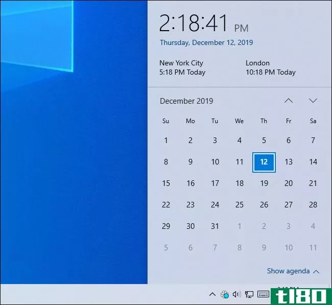 如何在Windows10的任务栏上查看多个时区时钟