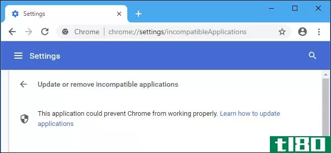 为什么chrome告诉我“更新或删除不兼容的应用程序”？”