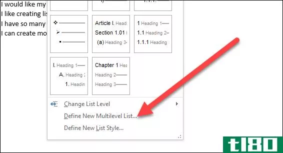 如何在microsoft word中创建和使用多级列表