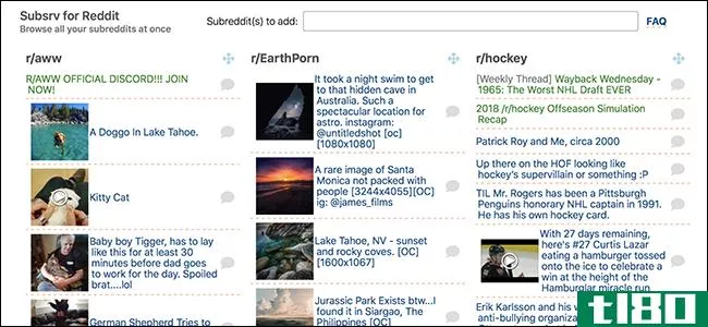 subsrv是reddit主页的一个快速的、列式的替代品