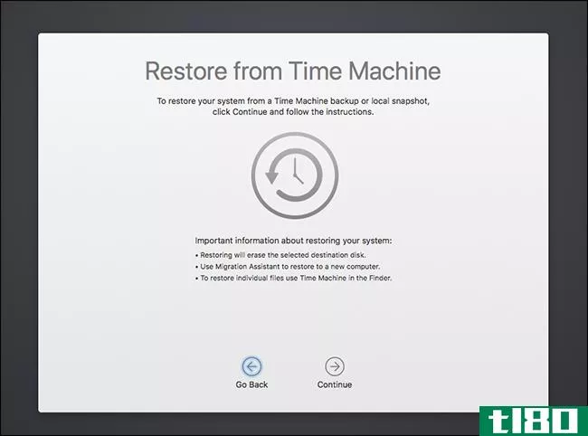 如何在恢复模式下从time machine备份中完全恢复macos