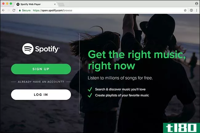 如何只使用web浏览器收听spotify