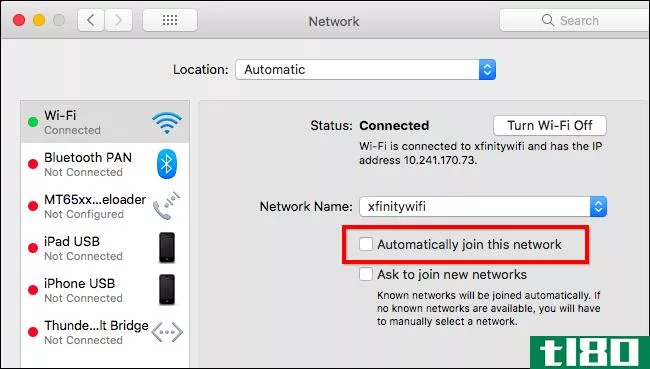 如何阻止mac自动连接到wi-fi网络
