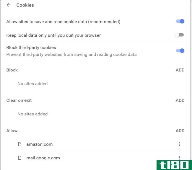如何在任何浏览器中阻止Cookie（您使用的站点除外）