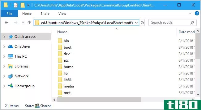 如何在windows中访问ubuntu bash文件（以及bash中的windows系统驱动器）