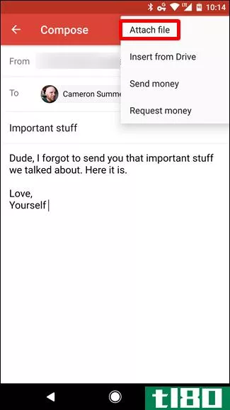 如何在android gmail中添加附件