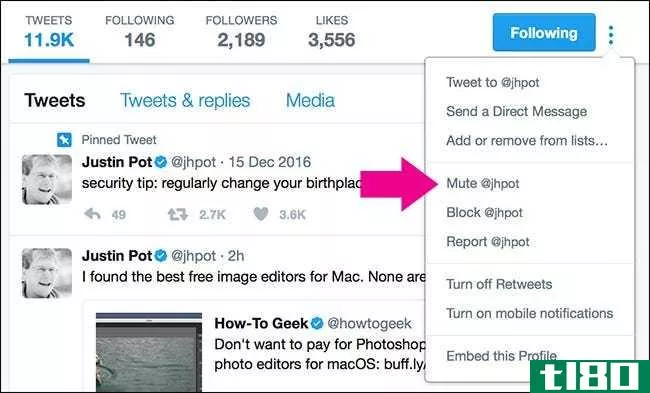 如何在twitter上使某人静音