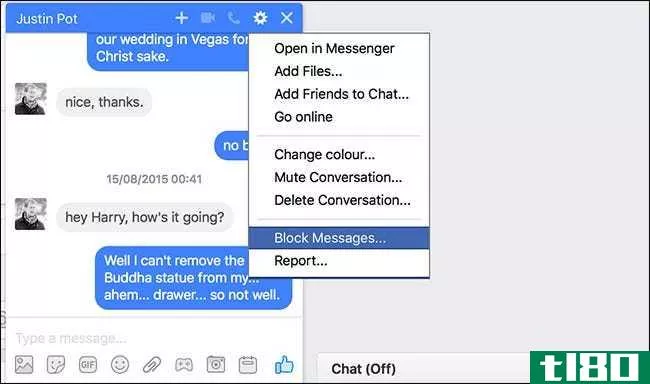 如何阻止facebook messenger中的用户
