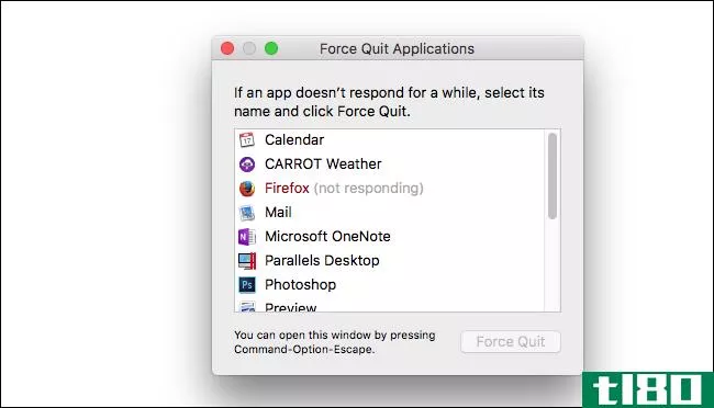 如何在mac上的应用程序没有响应时强制退出