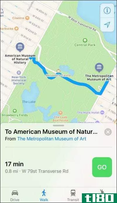 如何将apple maps设置为默认步行方向
