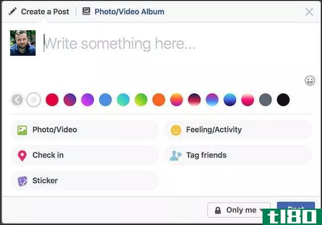 如何用彩色背景或大贴纸创建facebook状态
