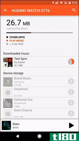 如何将音乐从google play music传输到android wear
