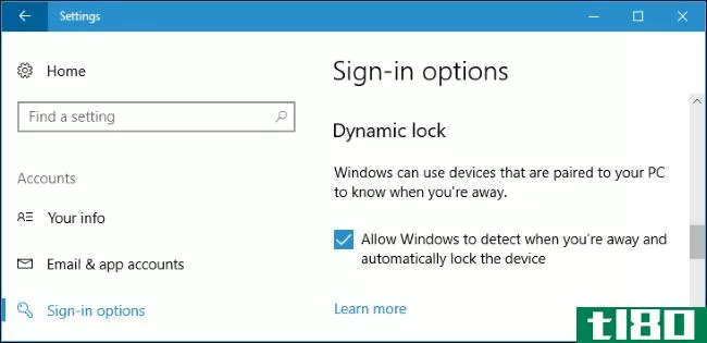 如何使用动态锁自动锁定Windows10电脑