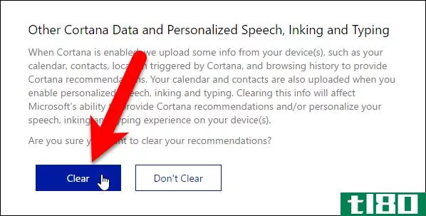 如何在Windows10中清除cortana的搜索历史记录
