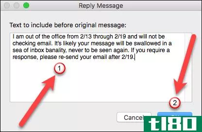 如何在apple mail for mac中设置外出回复