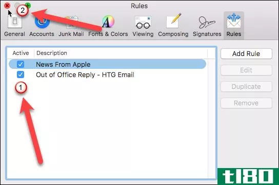 如何在apple mail for mac中设置外出回复