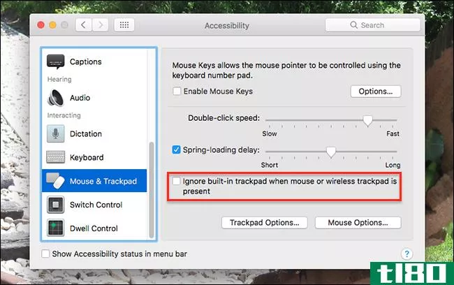 如何在连接其他鼠标时禁用mac的触摸板