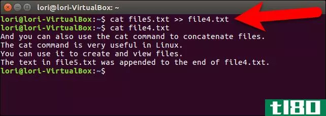 如何在linux中使用“cat”命令组合文本文件