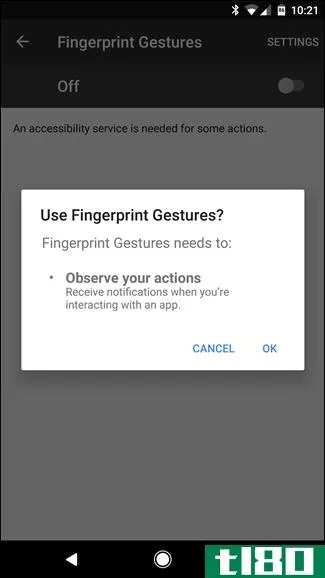 如何将手势添加到android**的指纹扫描仪