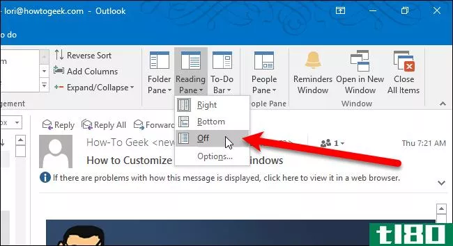 如何在outlook的windows和mac上禁用阅读窗格