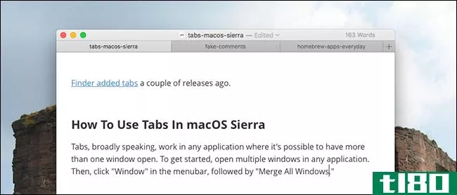 如何在macos sierra中向几乎所有应用程序添加选项卡
