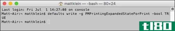 默认情况下如何在OSX中显示展开的打印和保存对话框