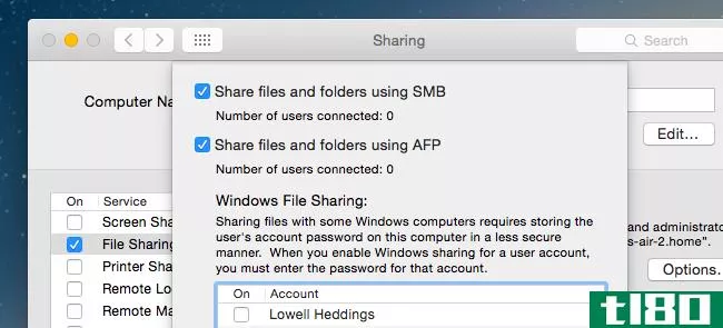 如何将网络文件夹从OSX共享到windows
