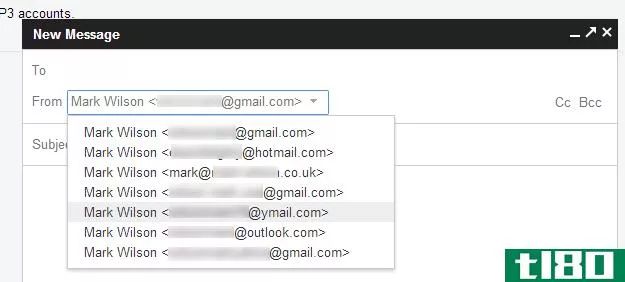 如何在gmail中从不同的地址发送电子邮件