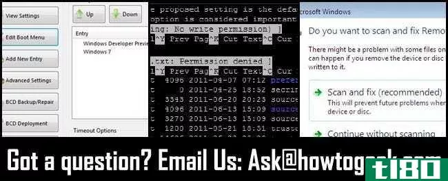 询问htg：删除windows8，理解linux文件权限，禁用windows中的扫描和修复弹出窗口