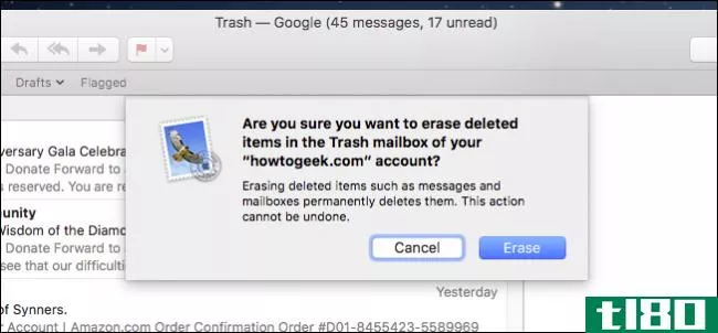 如何在apple mail for os x上只清空一个帐户的垃圾
