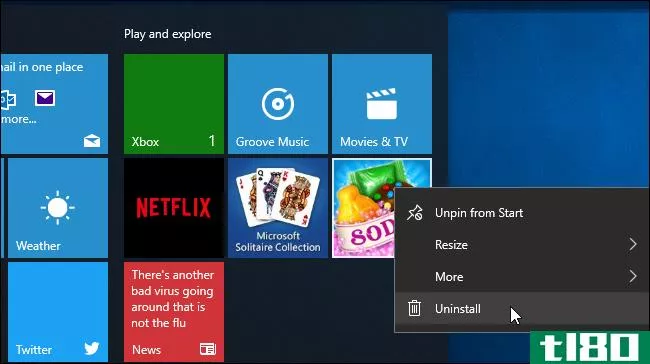 如何摆脱Windows10中的“推荐应用程序”（如candy crush）