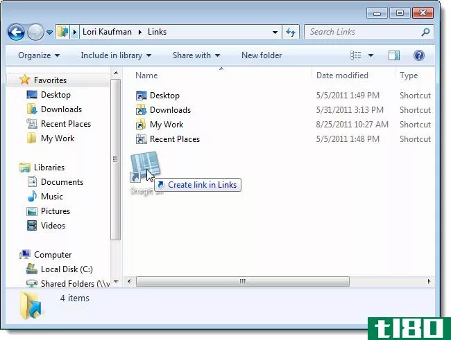 如何将应用程序添加到Windows7资源管理器收藏夹列表