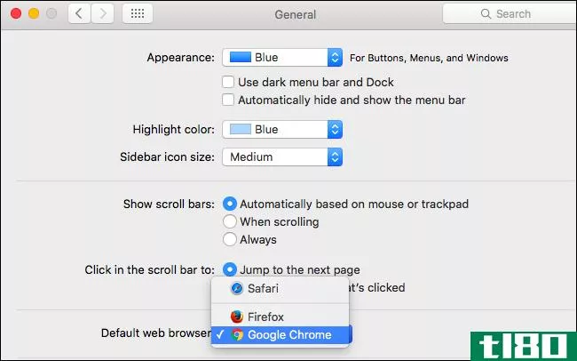如何在mac上更改默认的web浏览器和电子邮件客户端