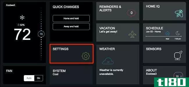 如何设置ecobee获取天气信息的位置